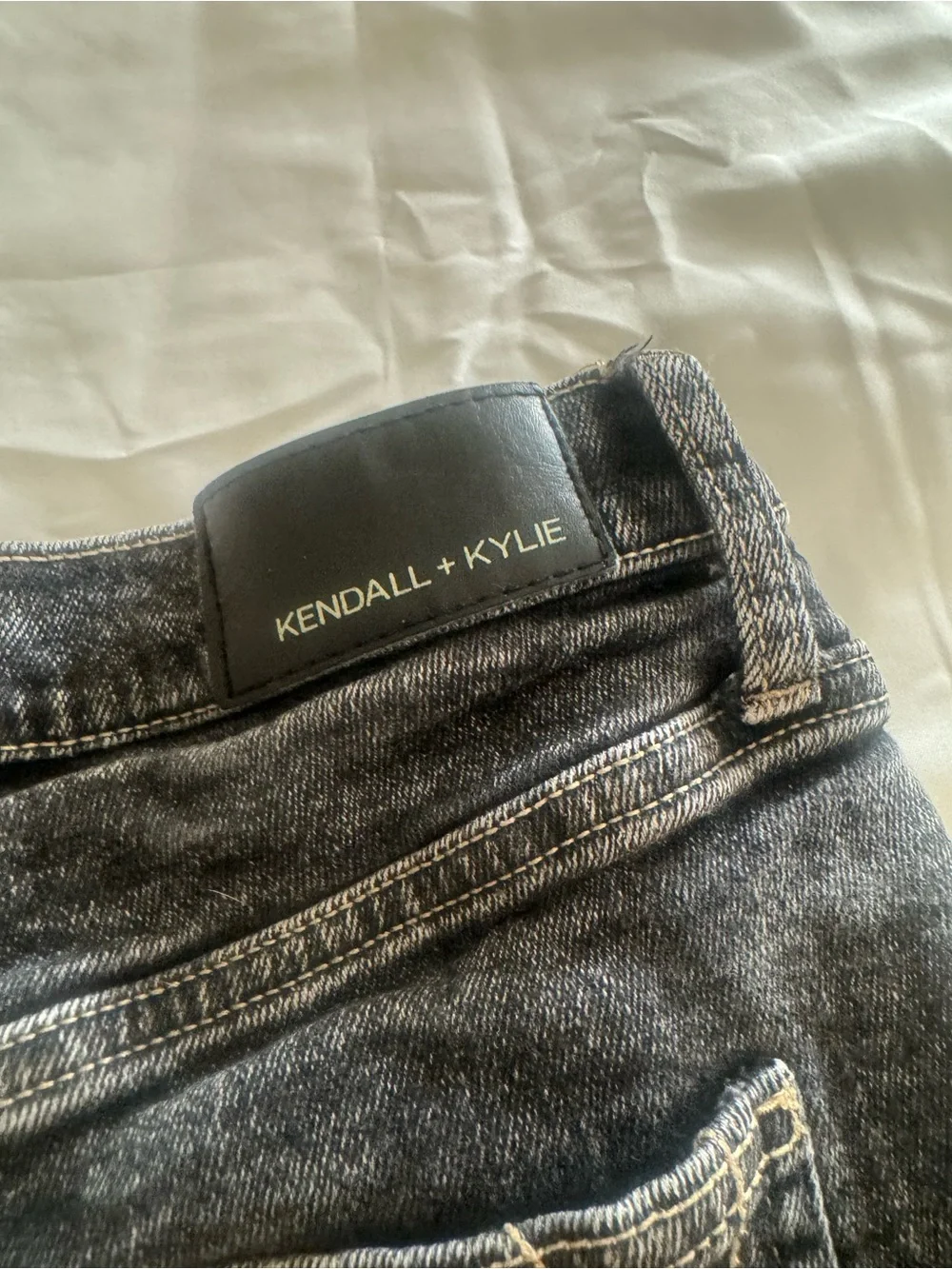 Kendall & Kylie Washed Black Frayed Denim Shorts